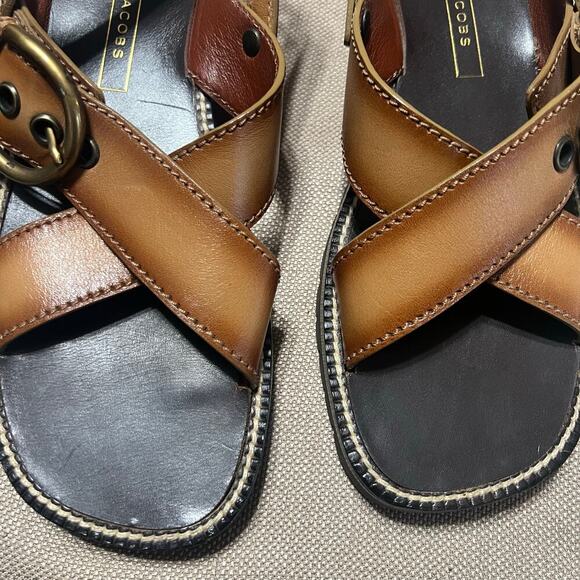 Marc Jacobs Leather Criss-Cross Buckle Strap Sandal - Picture 15 of 15